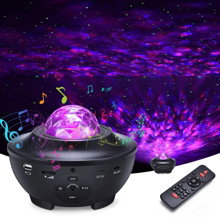 USB LED Galaxy Star Light Starry Light Projector Lamp Galaxy Sky Projector Night Light Table Lamp With Speaker Music Water Wave LED Projector