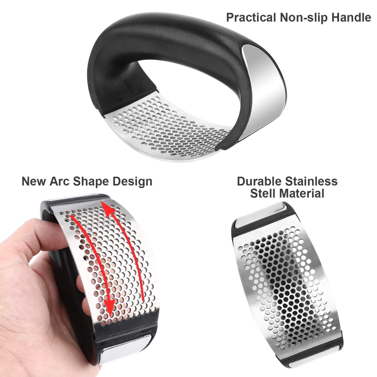 Stainless Steel Garlic Press Crusher Manual Rocking Mincer Kitchen Eco Friendly Food Grade Stainless Steel Ginger Crusher