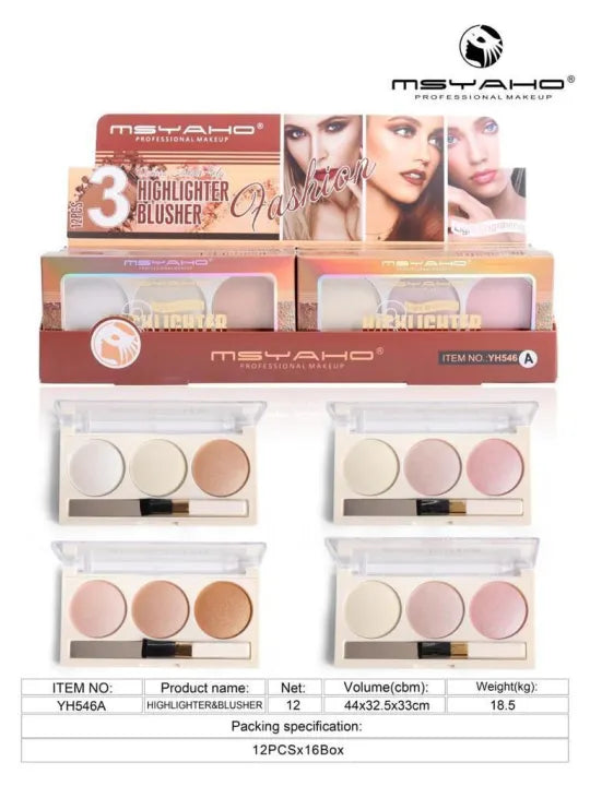 RADIANT glow with beauty & babe highlighter palette shimmering colors highlighters help to highlight ,define certain glowing nice palette pack