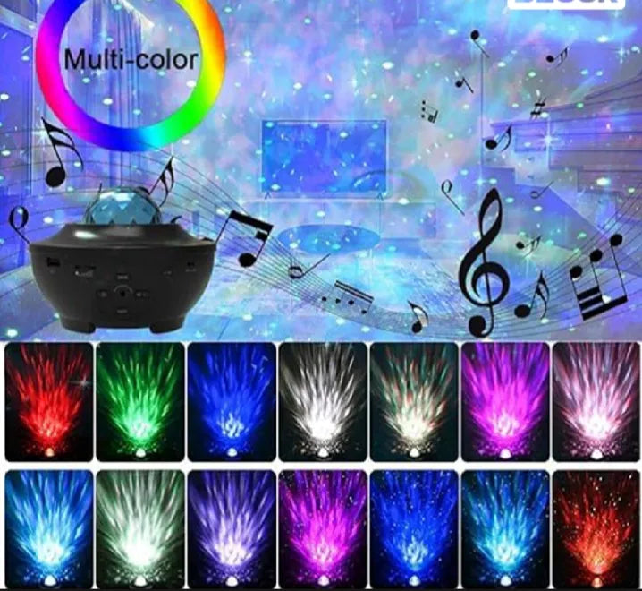 USB LED Galaxy Star Light Starry Light Projector Lamp Galaxy Sky Projector Night Light Table Lamp With Speaker Music Water Wave LED Projector
