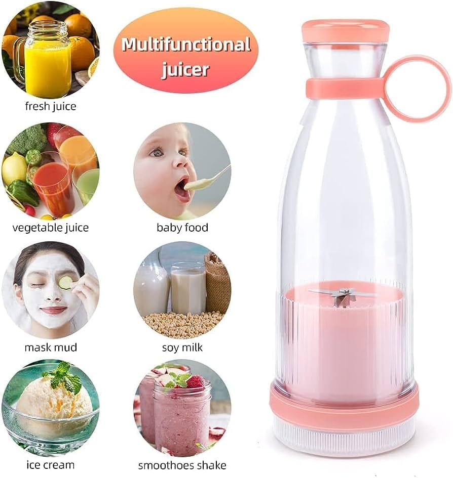 420ml USB Rechargeable Juicer Blender: Portable Mini Blender with 6 Blades