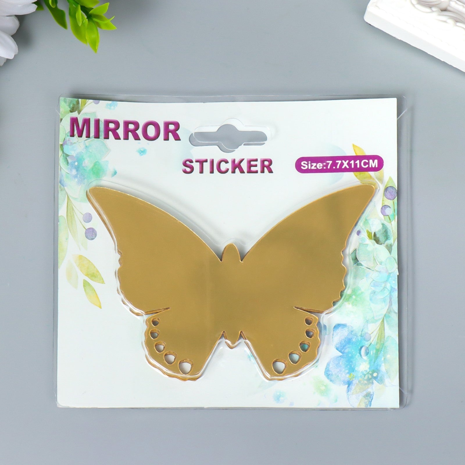 Butterfly-shaped mirror sticker