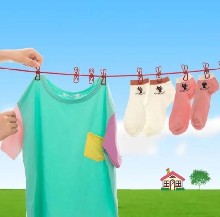 Portable Elastic Clothesline With Clips