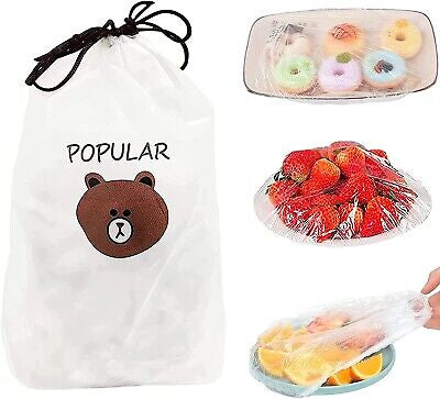 100 PIECES Reusable Elastic Food Storage Covers Disposable Food Plastic Wraps Storage