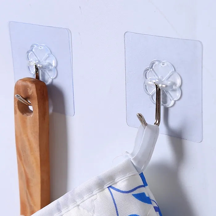 Sticky Hooks-Wall Hanging Hooks Wall Mounted Household Adhesive Storage Broom Hanger Stick Hook Racks Kitchen Bathroom Organizer