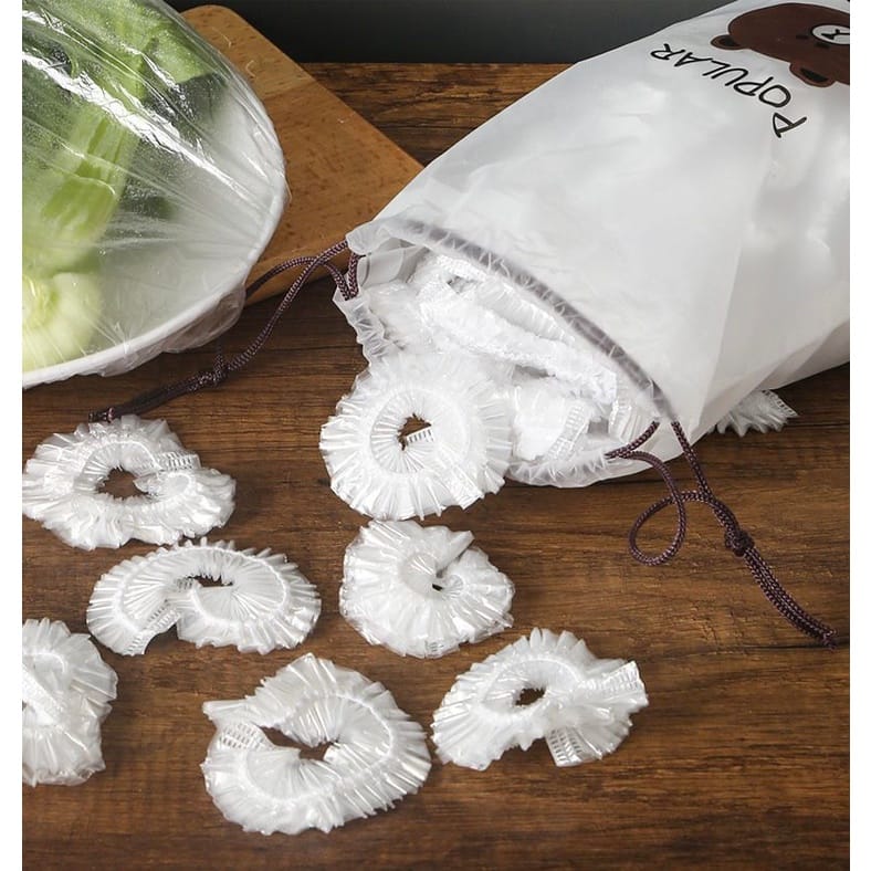 100 PIECES Reusable Elastic Food Storage Covers Disposable Food Plastic Wraps Storage