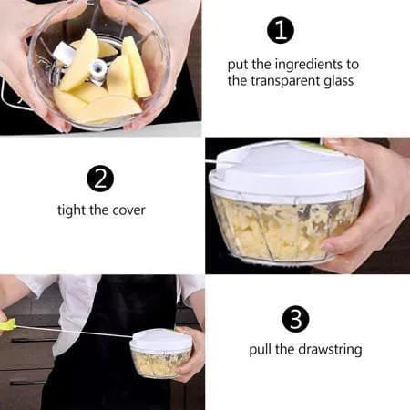 Mini Speedy Chopper Manual Hand Pull Vegetable & Meat Mini Turbo Cutter