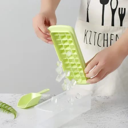 Glacier Ice Cubes Tray With Ice Lifter and Storage (33 Cubes)