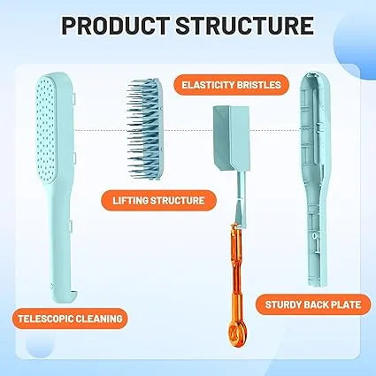 Self-Cleaning Anti-Static Hair Brush with Scalable Rotating Lifting and Massage Comb