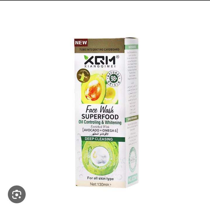 XQM Superfood Face Wash – Oil Control & Whitening with Avocado + Omega 6