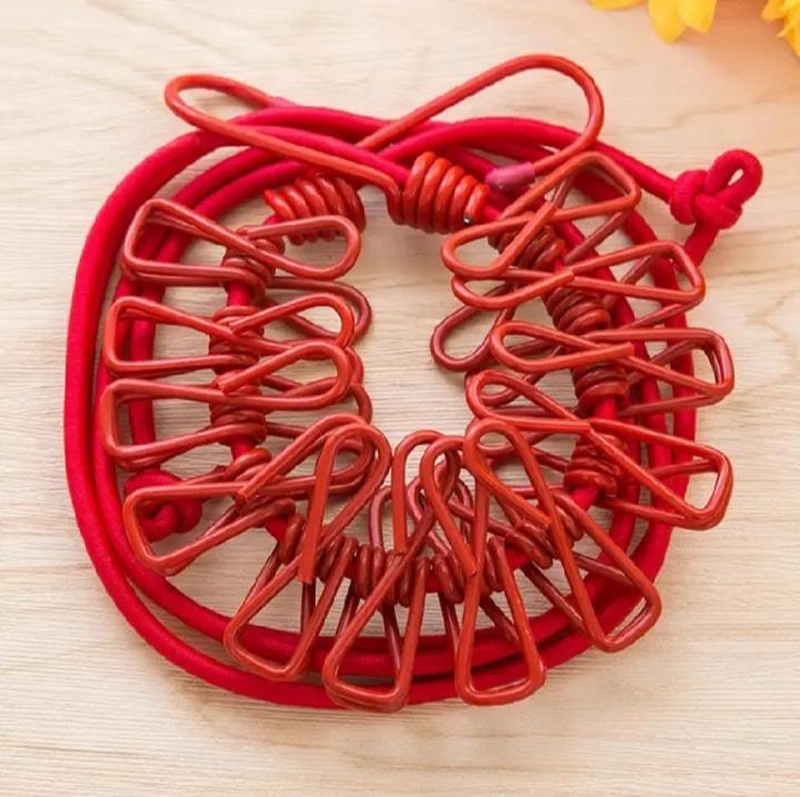 Portable Elastic Clothesline With Clips