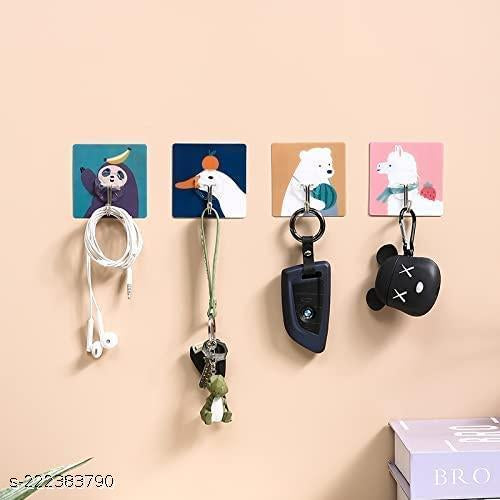 Adhesive Wall Hook Seamless Paste 3 Branch Rotation Hook Kitchen Bathroom Desk Hook Nordic Style ( 4 pcs)