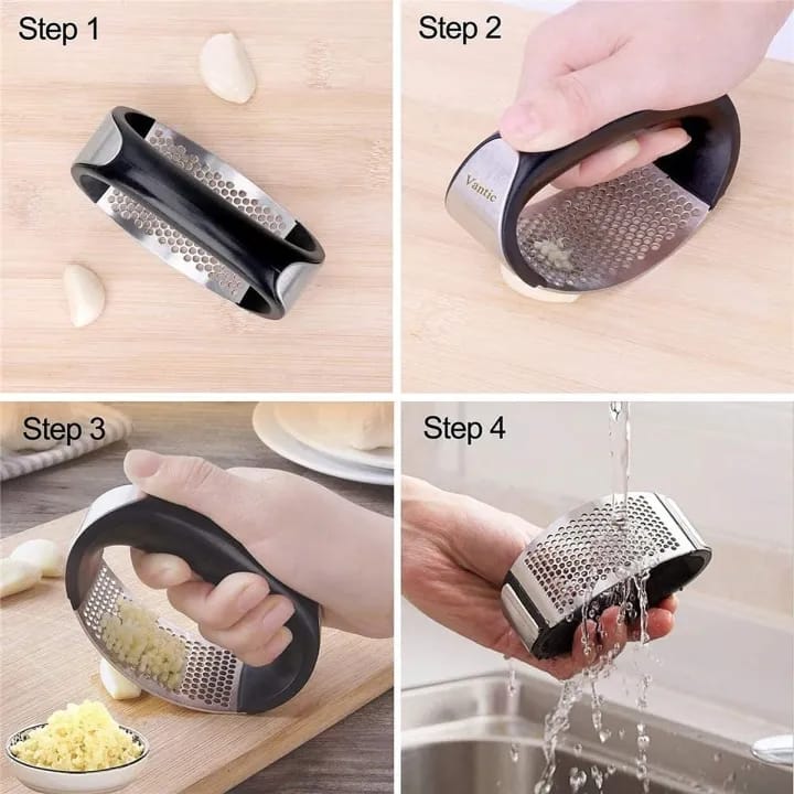 Stainless Steel Garlic Press Crusher Manual Rocking Mincer Kitchen Eco Friendly Food Grade Stainless Steel Ginger Crusher