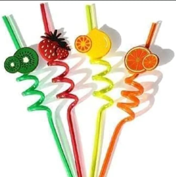 Curly 4 PCS Reusable Straws Smoothie Drinking Straws, Beautiful Reuseable Straws, Wheezy Reusable Drinking Party Straws.