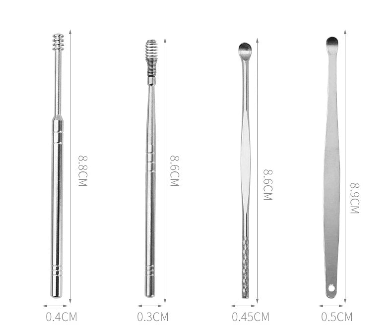 6Pcs/set Earpick Wax Remover Ear Wax Pickers Stainless Piercing Kit Earwax Curette Care Ear Clean Toolear