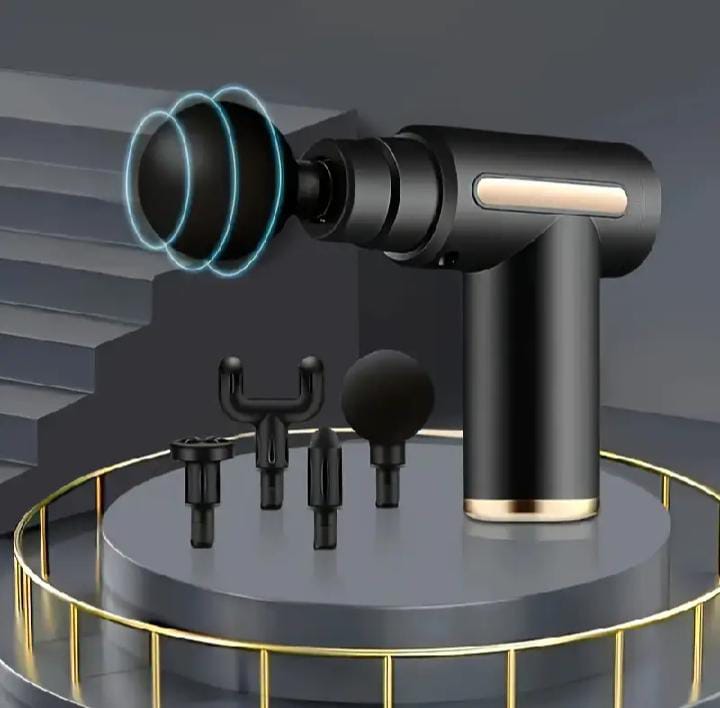 High-Torque Massage Gun for Deep Tissue Relief - USB Rechargeable, Sleek Black & Golden