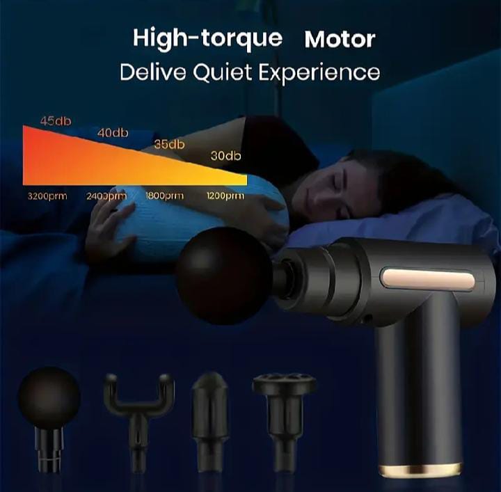 High-Torque Massage Gun for Deep Tissue Relief - USB Rechargeable, Sleek Black & Golden