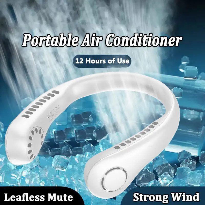 Leafless Hanging Neck Fan for Outdoor Rechargeable