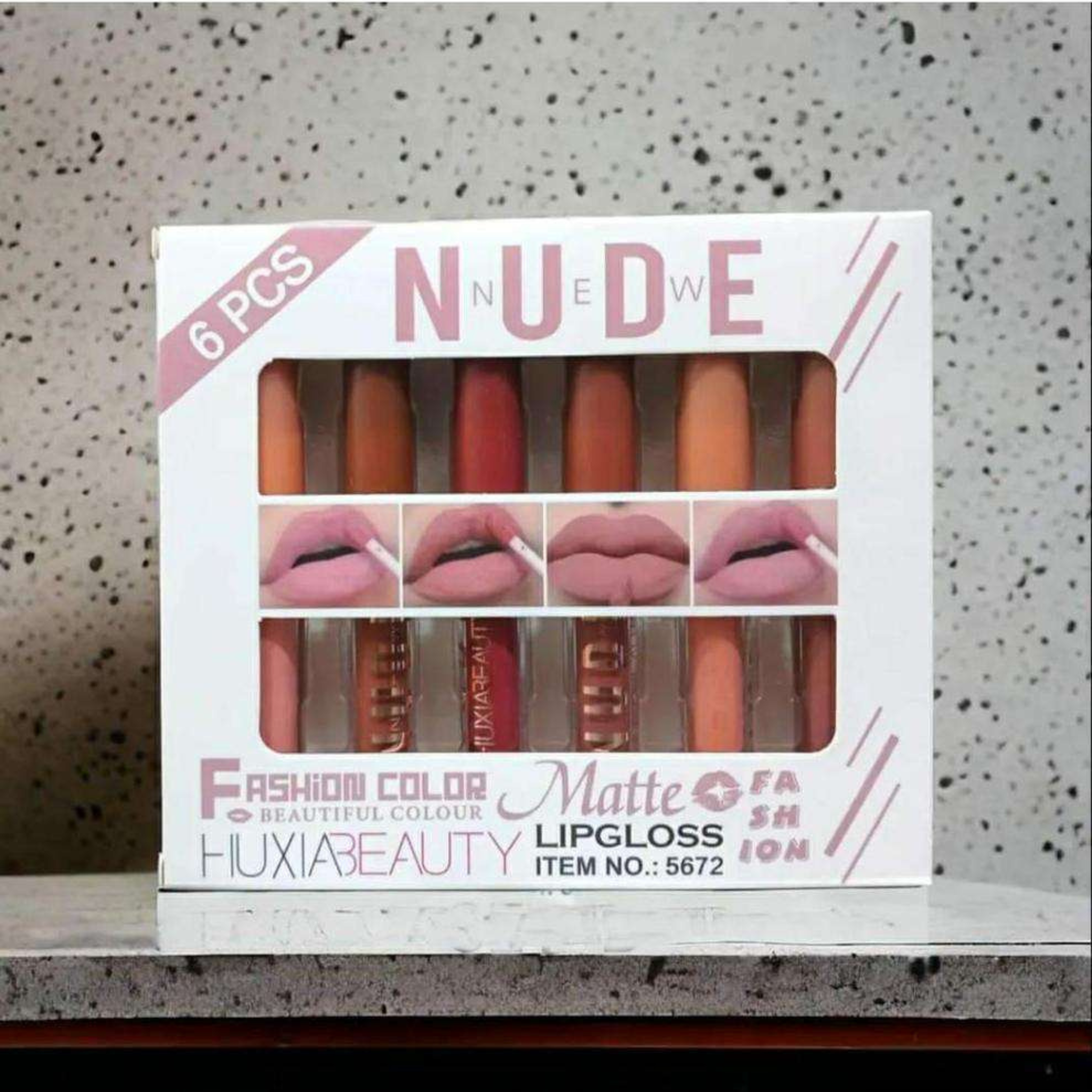 HUXIABEAUTY 6-Piece Fashion Color Matte Lip Gloss Set.