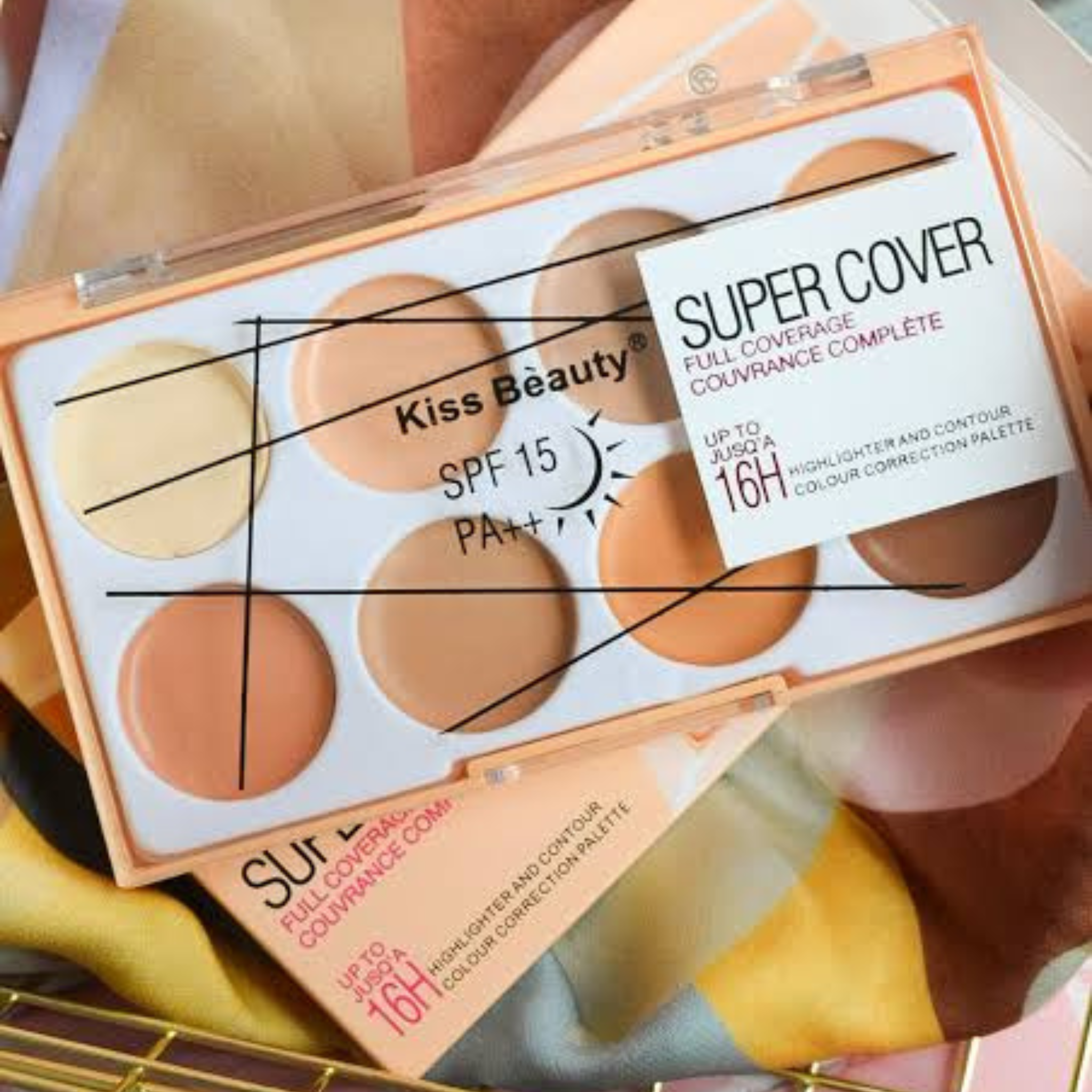 Kiss Beauty Super Cover Full Coverage Highlighter and Contour Colour Correction Palette.