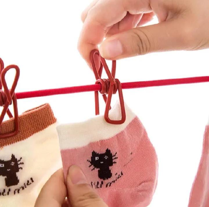 Portable Elastic Clothesline With Clips