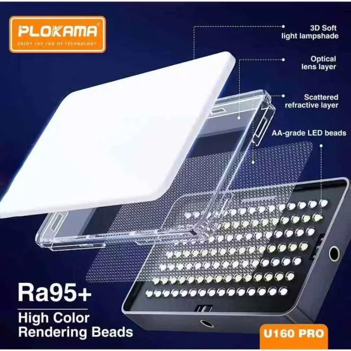 RMG TRADERS U160 Pro RGB LED Video Light – Portable Mini Studio Lighting for Photography and Content Creation